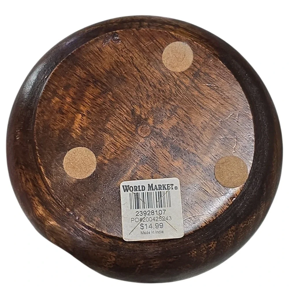 World Market Hand Carved Floral Wood Coasters Brown OS